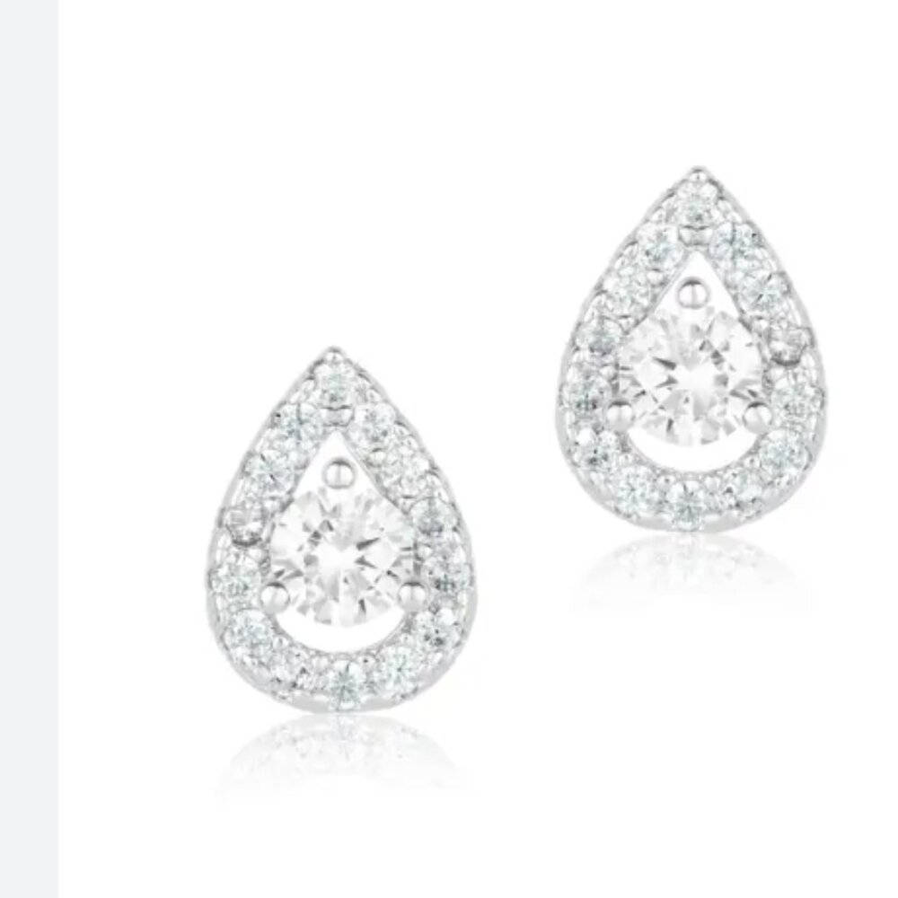 Adornia Swarovski Crystal Pear Halo Stud Earrings
